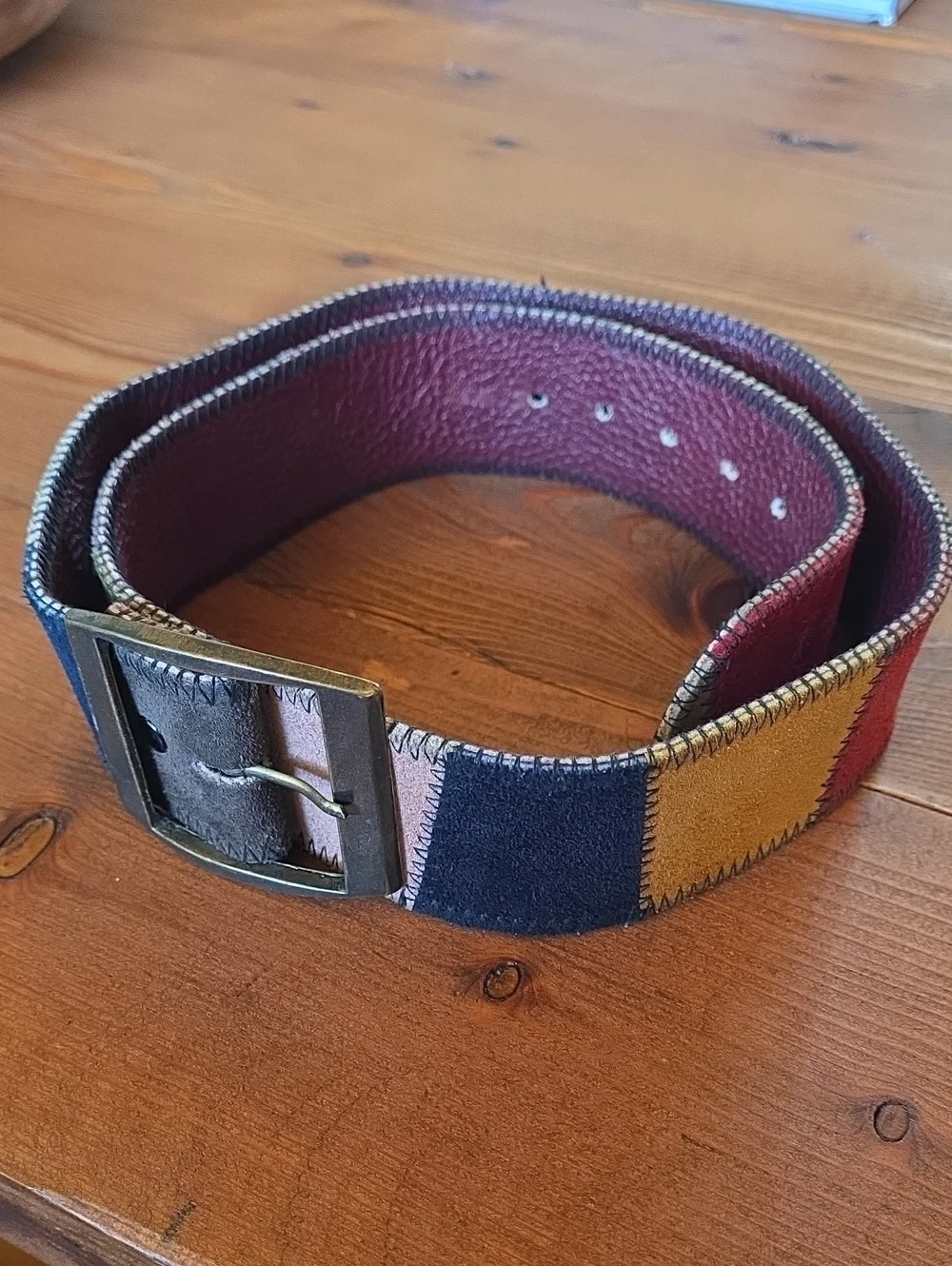 Vintage Patchwork Leather Suede Belt